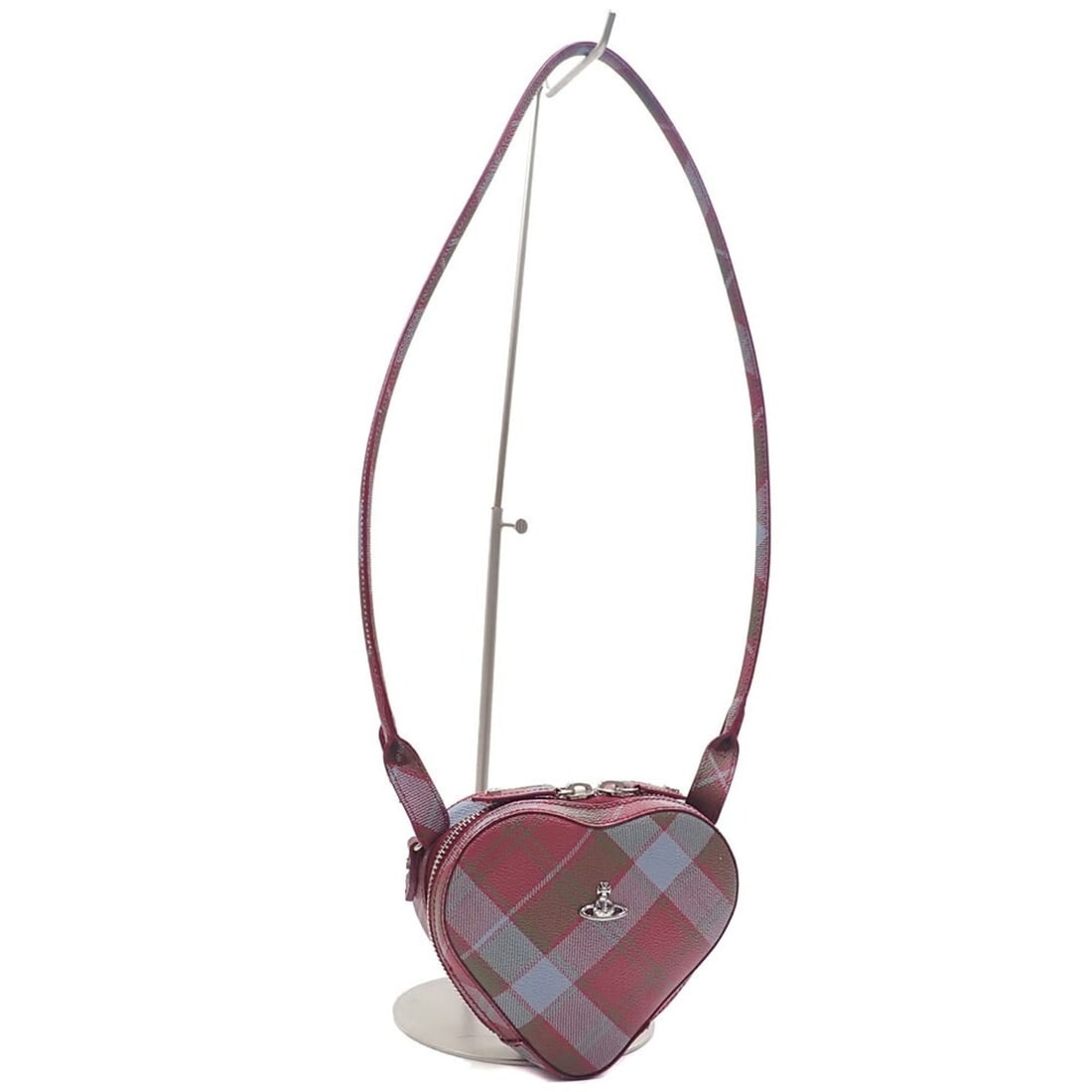 Vivienne Westwood shoulder bag for women, red, multicolor leather, heart-shaped, checkered pattern.: --- Catalog ---Category: SizeSize (HxWxD): 16.5cm x 18cm x 5.5cm / 6.49'' x 7.08'' x 2.16''Category: DesignType: Shoulder bagColor: Multi-color, Red colorGender: WomenMaterial: Leather Category: Gener