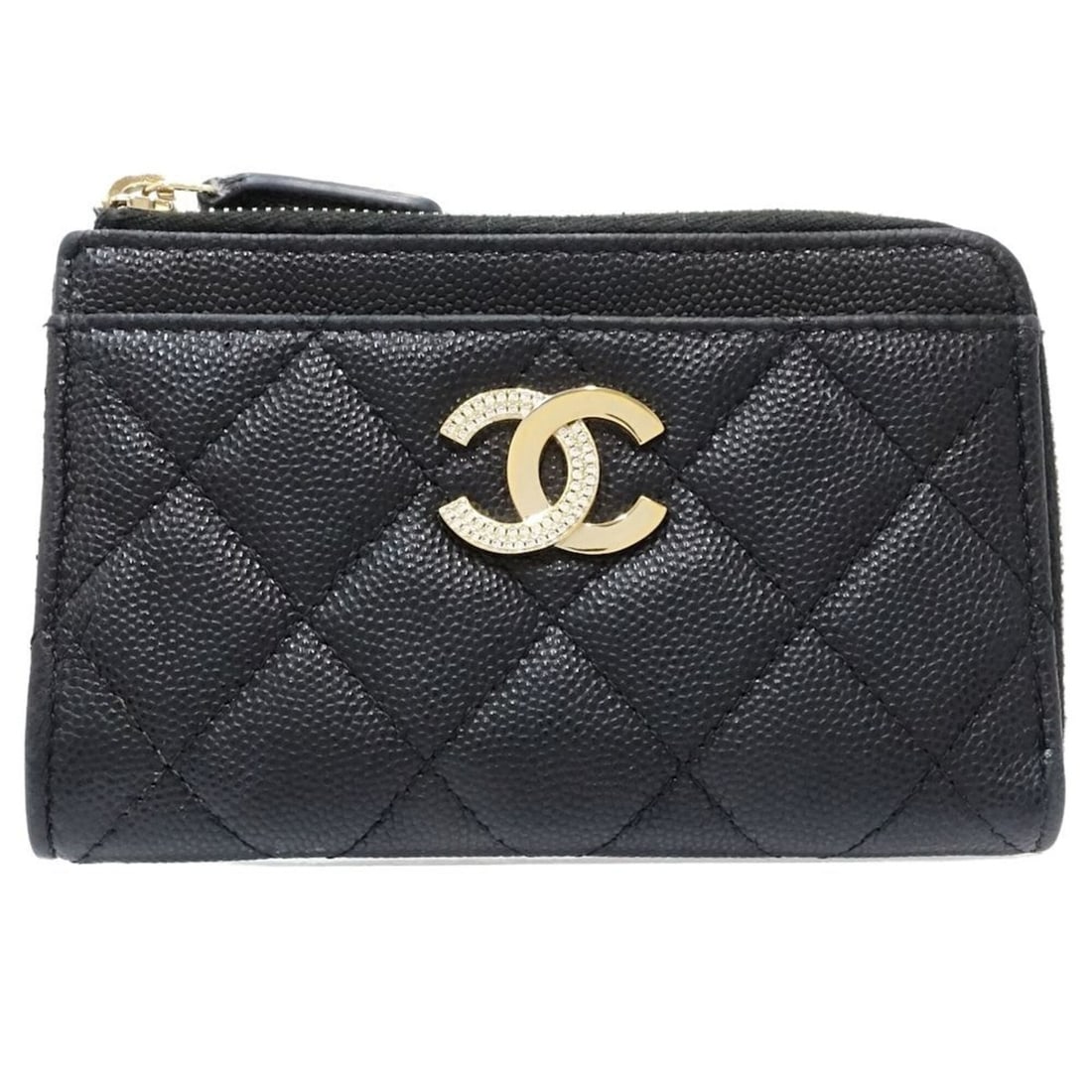 CHANEL Chanel Wallet/Coin Case Coco Mark Fragment Matelassé Caviar Skin x Rhinestone Black Women's: --- Catalog ---Category: SizeSize (HxWxD): 19cm x 13cm x 2cm / 7.48'' x 5.11'' x 0.78''Category: DesignType: Long wallet (bi-fold)Color: BlackGender: WomenMaterial: Grained Calfskin , Rhinestone