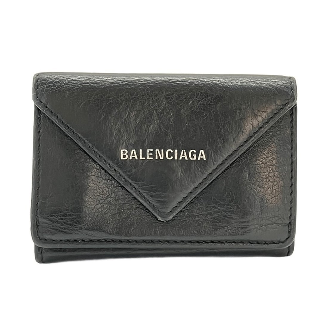 Balenciaga Paper Mini Wallet, Black, Tri-fold Wallet: --- Catalog ---Category: SizeWeight: 68g / 2.39oz.Size (HxWxD): 6.5cm x 9.5cm x 2.5cm / 2.55'' x 3.74'' x 0.98''Category: DesignType: Wallet (tri-fold)Color: BlackGender: WomenMaterial: Leather