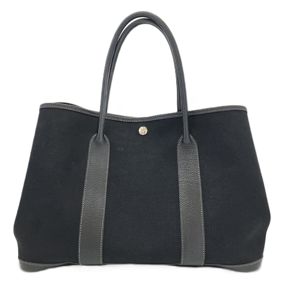 Hermes Garden PM36 Tote Bag, Black Canvas Leather (1 of 7)
