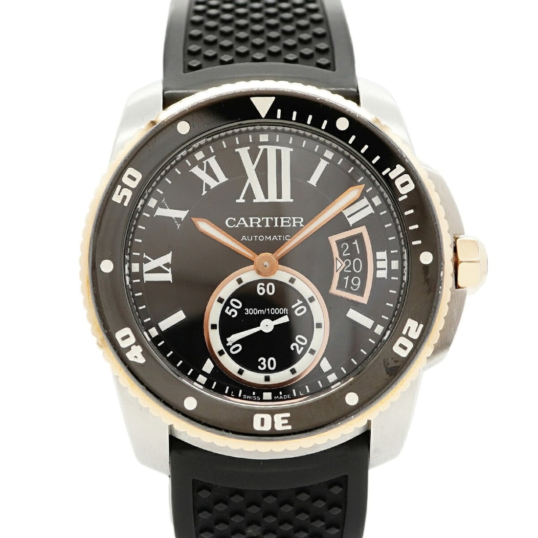 Cartier Calibre Diver W7100055 Black Dial Men's Watch: --- Catalog ---Category: SizeWrist Size: 20.5cm / 8.07''Case Diameter: 43.5mm / 1.71''Category: DesignType: WristwatchGender: MenColor (Dial): BlackMaterial (Band): RubberCategory: GeneralMPN: W710005