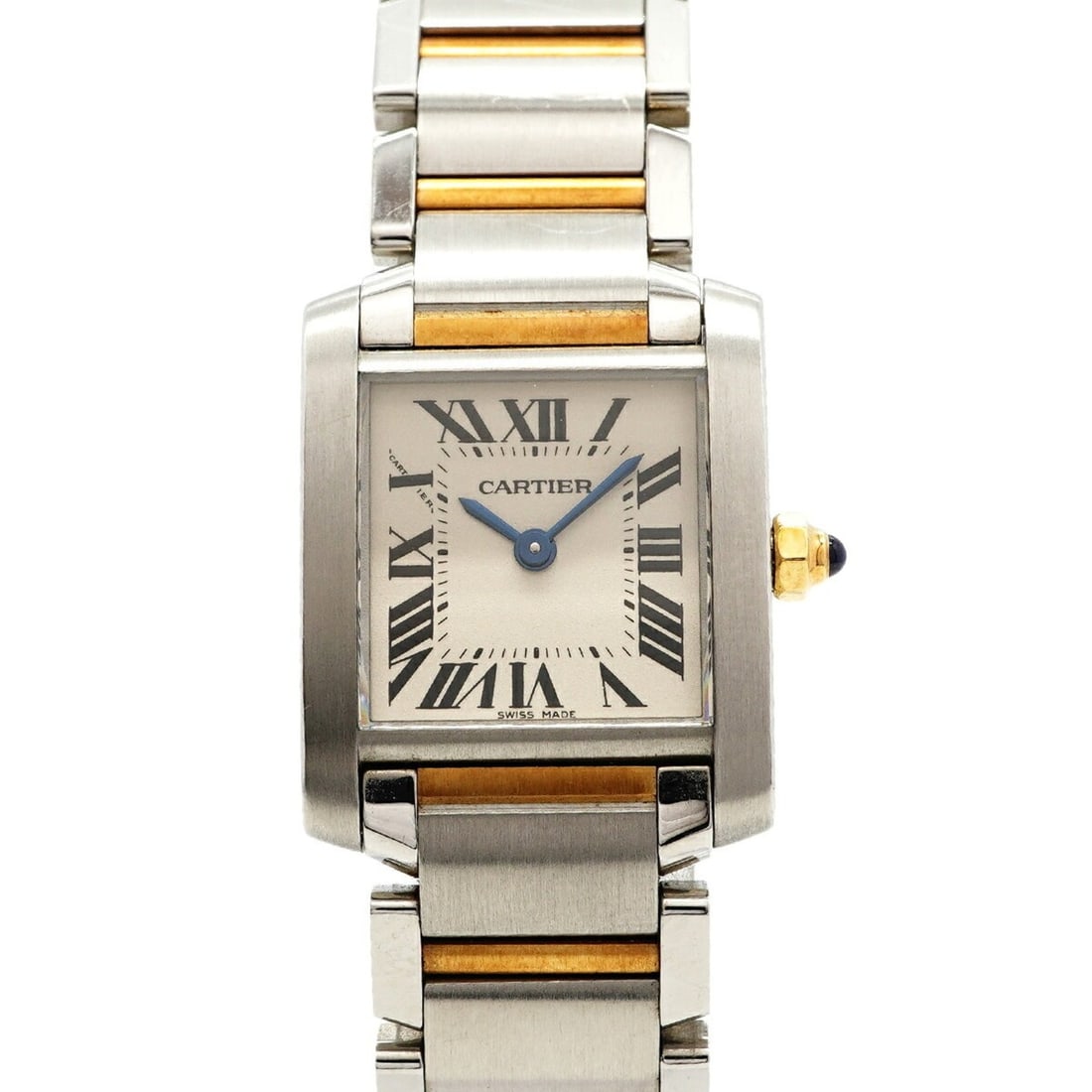 Cartier Tank Française SM Two-Tone W51007Q4 Ivory Dial Women's Watch: --- Catalog ---Category: SizeWrist Size: 15.5cm / 6.1''Case Diameter: 20.2mm / 0.8''Category: DesignType: WristwatchGender: WomenColor (Dial): IvoryMaterial (Band): Stainless steel, Yellow goldCategor