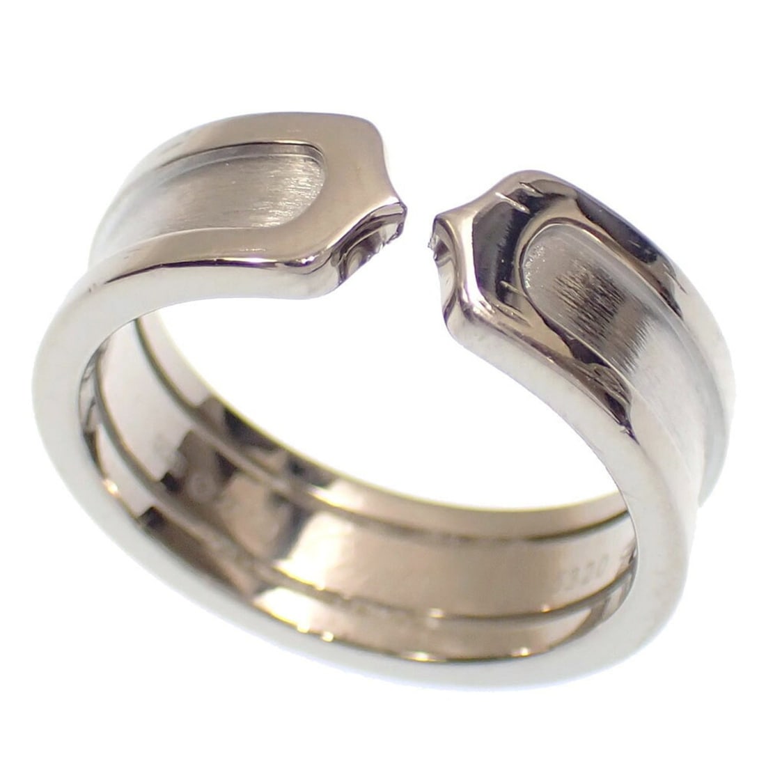 Cartier 2C Ring, Women's, 18K White Gold, Size 14 (#55), 8.2g, 750 Gold Ring (1 of 9)
