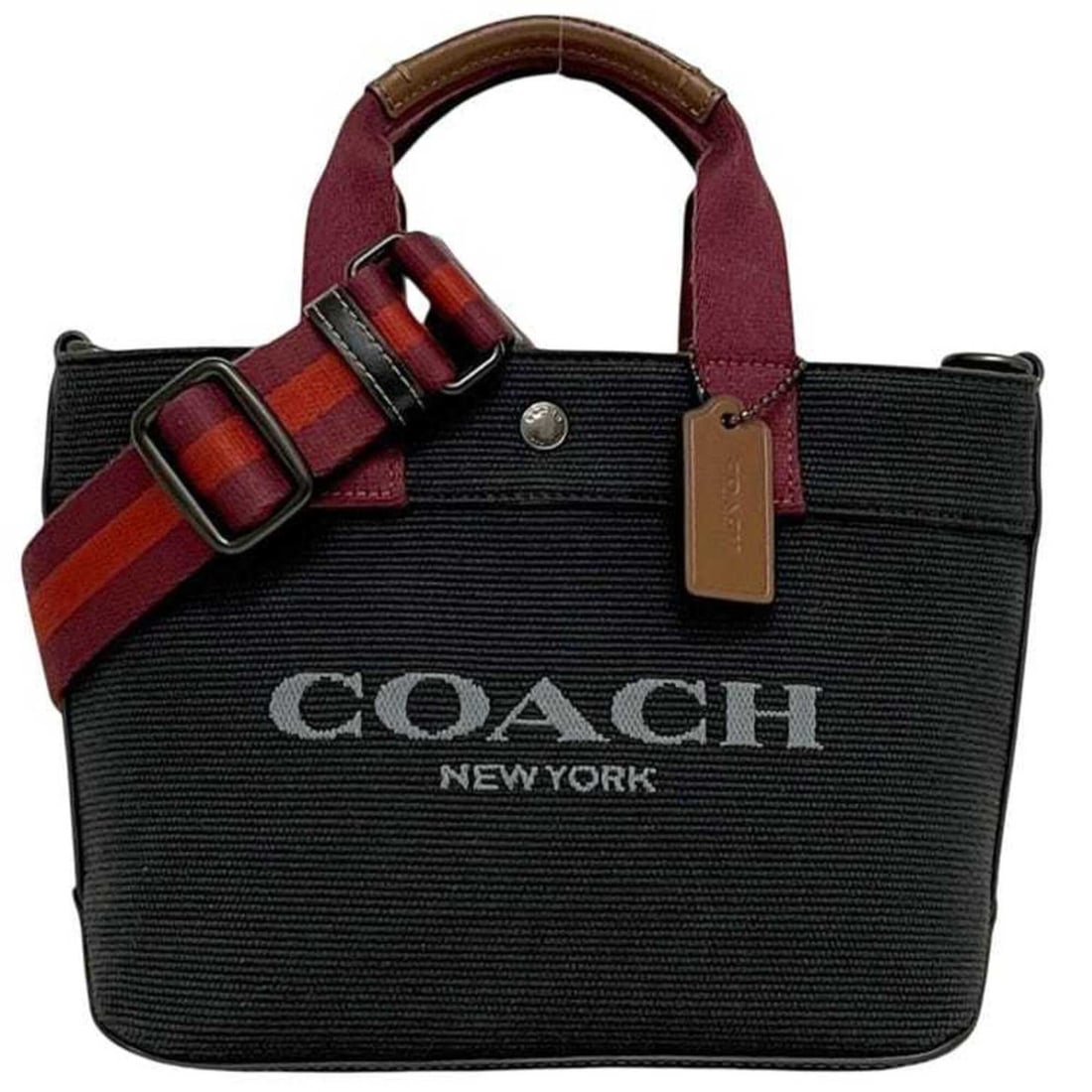 Coach 2-way bag, black/burgundy, black color box, CU299, handbag, canvas, COACH crossbody bag: --- Catalog ---Category: SizeSize (HxWxD): 17cm x 25cm x 8cm / 6.69'' x 9.84'' x 3.14''Category: DesignType: HandbagColor: Black, BordeauxGender: WomenMaterial: Canvas Category: GeneralMPN: CU299Brand
