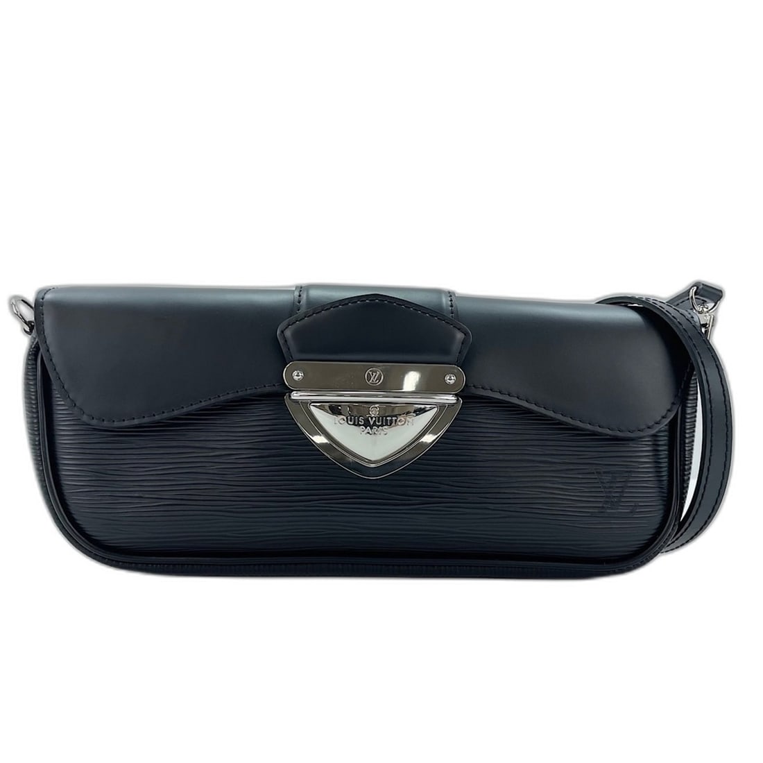 LOUIS VUITTON Pochette Montaigne Shoulder Bag, Black: --- Catalog ---Category: SizeSize (HxWxD): 12cm x 25cm x 5.5cm / 4.72'' x 9.84'' x 2.16''Strap Length: 48cm - 54cm / 18.89'' - 21.25''Category: DesignType: Pochette, Shoulder bagColor: BlackGender: Wo