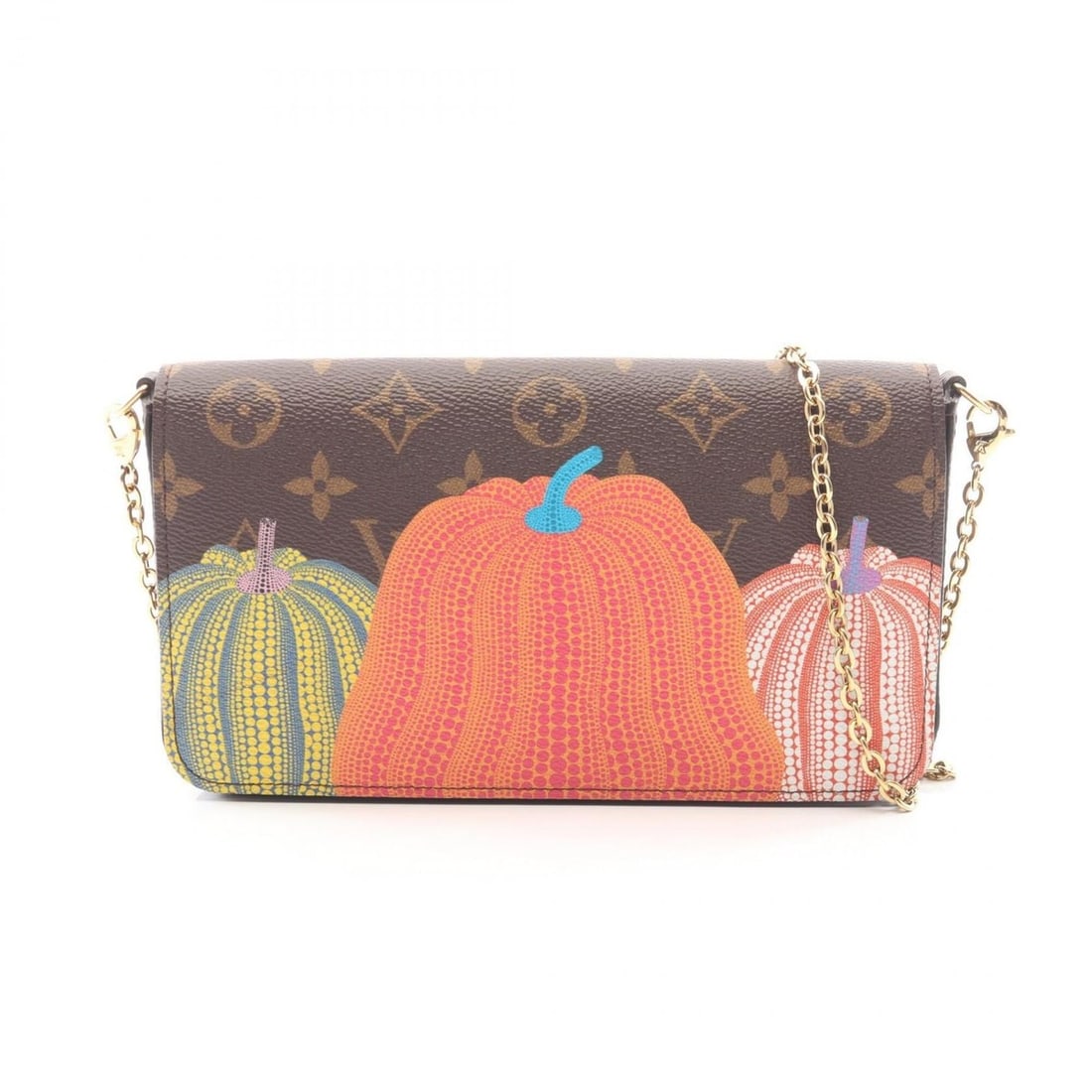Louis Vuitton LV x YK Pochette Felicie Monogram Yayoi Kusama Shoulder Bag Handbag Coated Canvas: --- Catalog ---Category: SizeSize (HxWxD): 12cm x 21cm x 3cm / 4.72'' x 8.26'' x 1.18''Category: DesignType: Handbag, Pochette, Shoulder bagColor: Brown, Monogram, Multi-colorGender: WomenMaterial: Mo