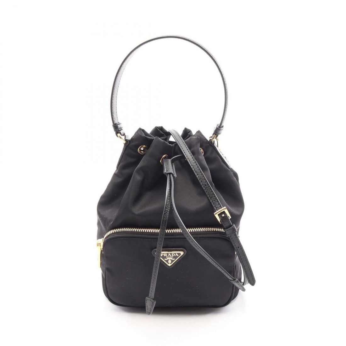 Prada Duetto Re-Nylon Bucket Bag 2-Way Handbag Nylon Saffiano Leather Women's Black 1BH038: --- Catalog ---Category: SizeSize (HxWxD): 23cm x 18cm x 11cm / 9.05'' x 7.08'' x 4.33''Category: DesignType: HandbagColor: BlackGender: WomenMaterial: Nylon , Saffiano Category: GeneralMPN: 1BH038Bra