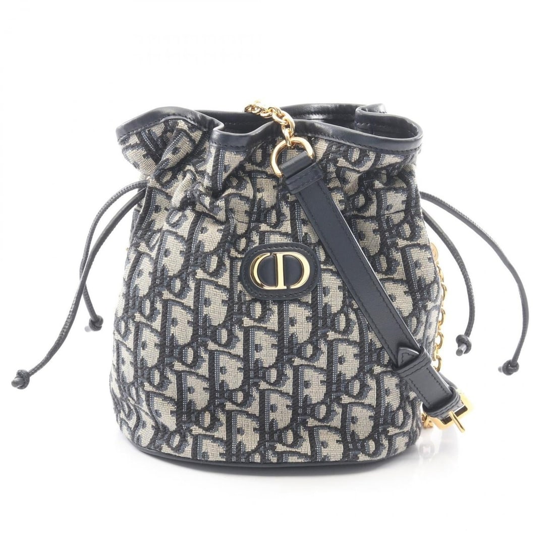 Christian Dior Dior 30 Montaigne Drawstring Mini Bucket Bag Oblique Shoulder Handbag Canvas Leather: --- Catalog ---Category: SizeSize (HxWxD): 18cm x 16cm x 13cm / 7.08'' x 6.29'' x 5.11''Category: DesignType: Handbag, Shoulder bagColor: Ivory, NavyGender: WomenMaterial: Canvas , Leather Category: G