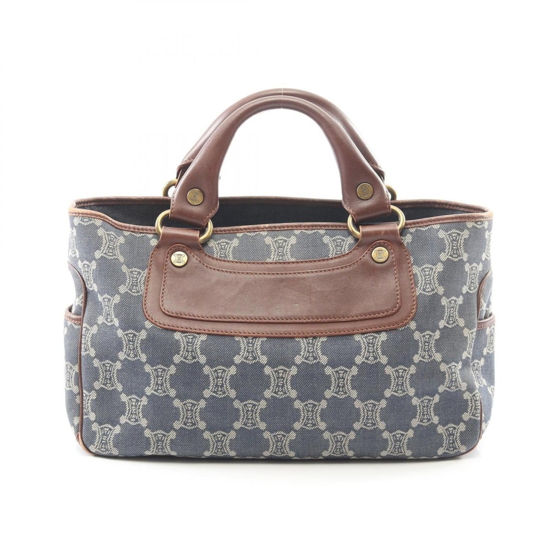 Celine Boogie Bag Paris Macadam Handbag, Denim Leather, Women's, Navy/Brown: --- Catalog ---Category: SizeSize (HxWxD): 19cm x 32cm x 13cm / 7.48'' x 12.59'' x 5.11''Category: DesignType: HandbagColor: Brown, NavyGender: WomenMaterial: Denim , Leather Category: GeneralBrand: C