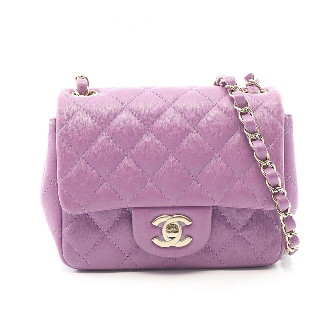 Chanel Mini Matelassé Shoulder Bag/Handbag, Lambskin Leather, Women's, Purple: --- Catalog ---Category: SizeSize (HxWxD): 13cm x 17cm x 8cm / 5.11'' x 6.69'' x 3.14''Category: DesignType: Handbag, Shoulder bagColor: PurpleGender: WomenMaterial: Leather Hardware Color: GoldLeathe
