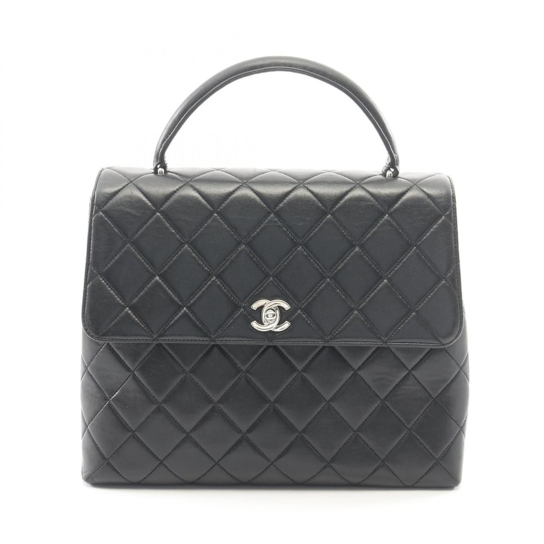 Chanel Matelassé Top Handle Handbag, Lambskin Leather, Women's, Black: --- Catalog ---Category: SizeSize (HxWxD): 23cm x 29cm x 11.5cm / 9.05'' x 11.41'' x 4.52''Category: DesignType: HandbagColor: BlackGender: WomenMaterial: Leather Hardware Color: SilverLeather/Fur Typ