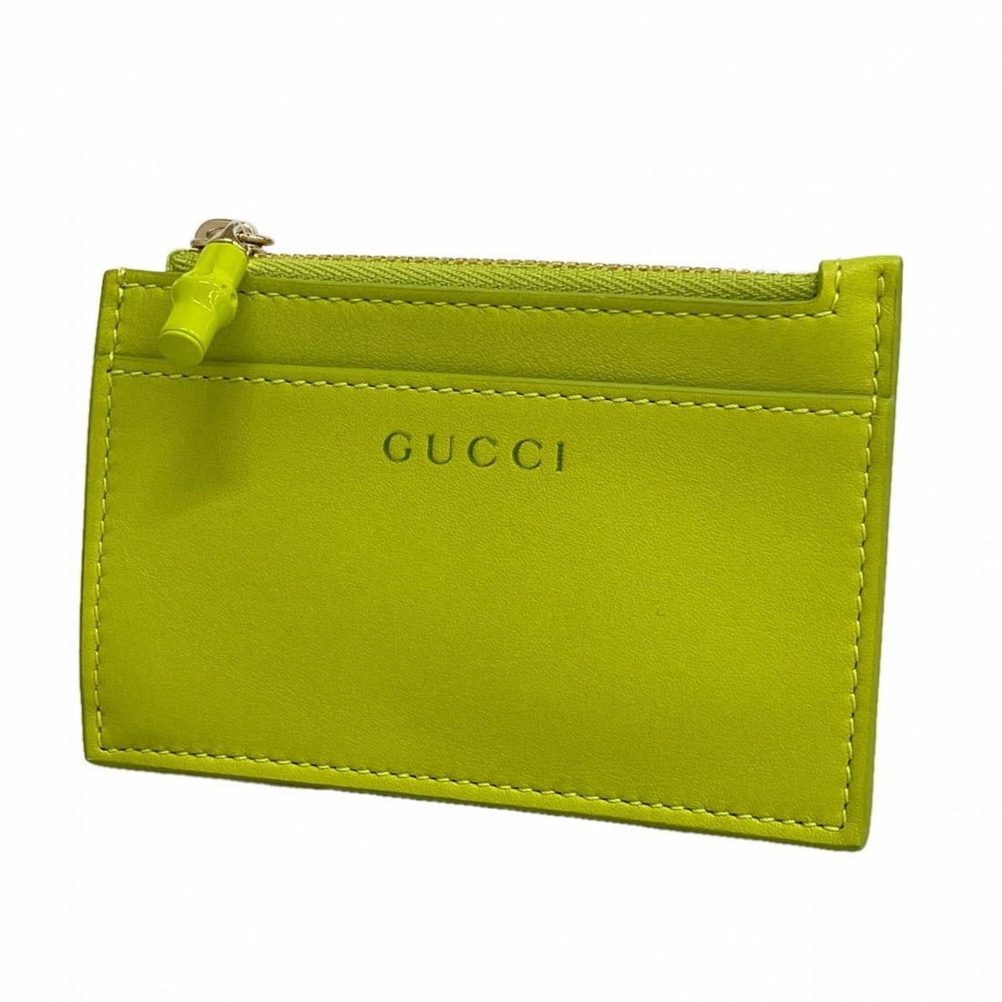 Gucci Bamboo Leather Wallet/Coin Case, 828174, Light Green, Women's: --- Catalog ---Category: SizeSize (HxWxD): 7cm x 11cm x 5.00mm / 2.75'' x 4.33'' x 0.19''Category: DesignType: Coin purse/coin caseColor: Light greenGender: WomenMaterial: Leather Category: GeneralMPN