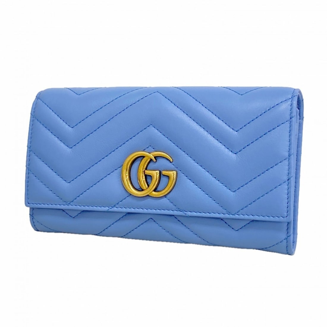 Gucci GG Marmont Leather Long Wallet 443436 Blue Women's: --- Catalog ---Category: SizeSize (HxWxD): 10.5cm x 19cm x 3.5cm / 4.13'' x 7.48'' x 1.37''Category: DesignType: Long wallet (bi-fold)Color: BlueGender: WomenMaterial: Leather Category: GeneralMPN: 44