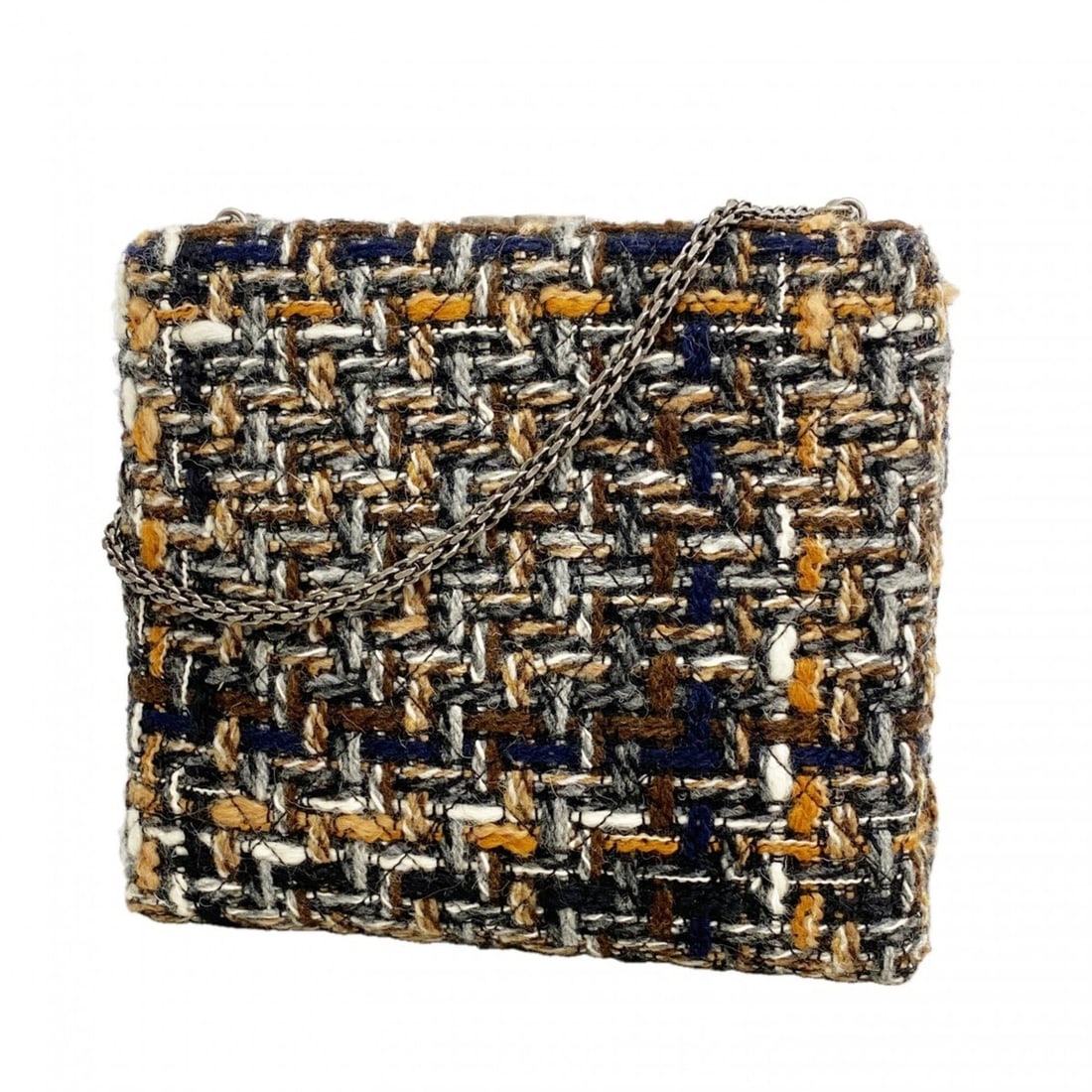 Chanel Shoulder Bag, Chain Shoulder, Tweed, Black/Brown, Women's: --- Catalog ---Category: SizeSize (HxWxD): 18cm x 21cm x 7cm / 7.08'' x 8.26'' x 2.75''Category: DesignType: Shoulder bagColor: Black, BrownGender: WomenMaterial: Tweed Hardware Color: SilverCategory: