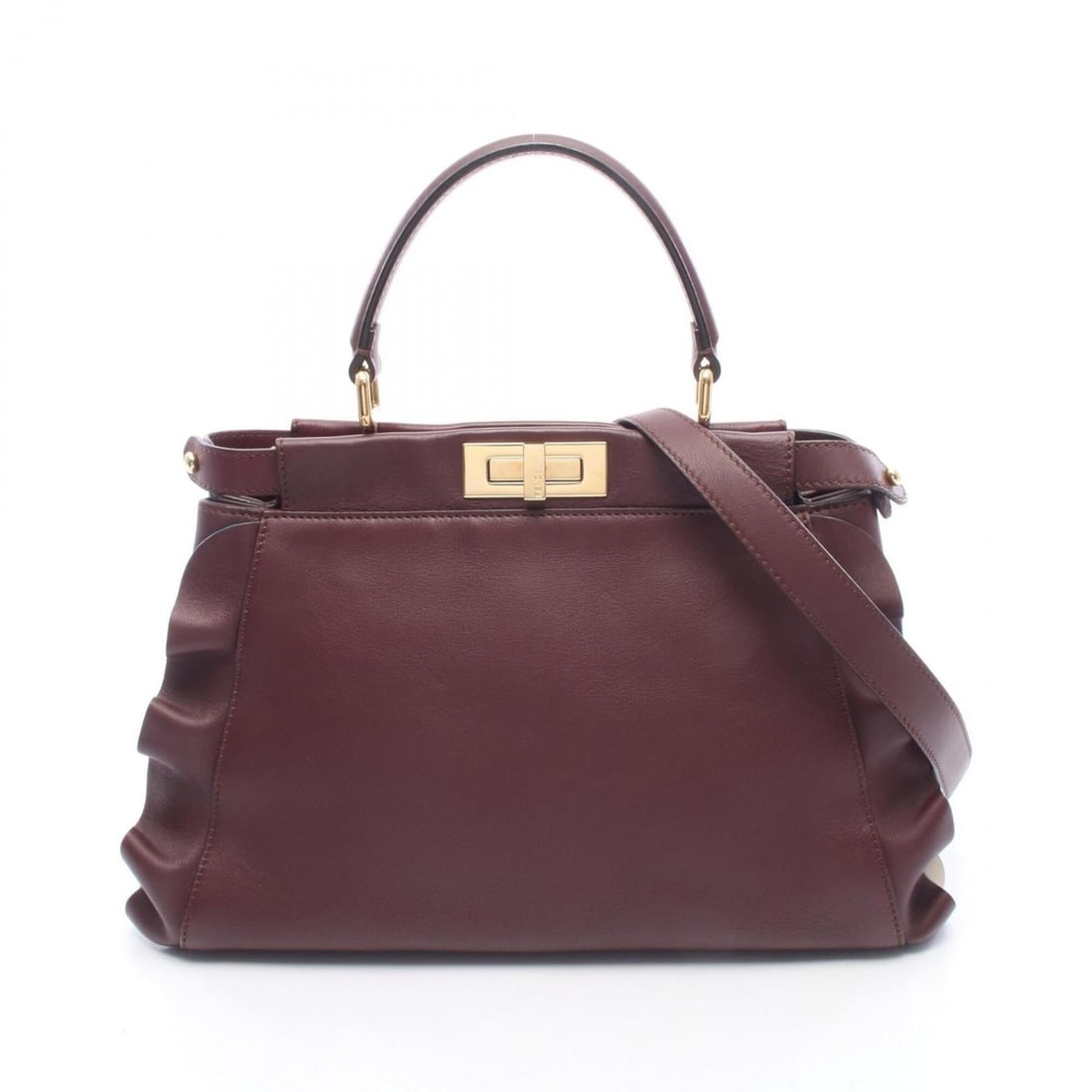 Fendi Peekaboo Regular Wave Frill 2-Way Handbag, Leather, Women's, Bordeaux (8BN290): --- Catalog ---Category: SizeSize (HxWxD): 24cm x 34cm x 13cm / 9.44'' x 13.38'' x 5.11''Category: DesignType: HandbagColor: BordeauxGender: WomenMaterial: Leather Category: GeneralMPN: 8BN290Brand: F