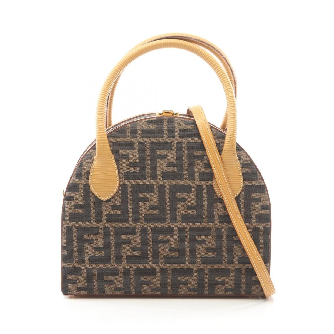Fendi Zucca 2-Way Handbag, Canvas and Leather, Women's, Brown, Black, Beige: --- Catalog ---Category: SizeSize (HxWxD): 19.5cm x 22.5cm x 9cm / 7.67'' x 8.85'' x 3.54''Category: DesignType: HandbagColor: Beige, Black, BrownGender: WomenMaterial: Canvas , Leather Category: Gene