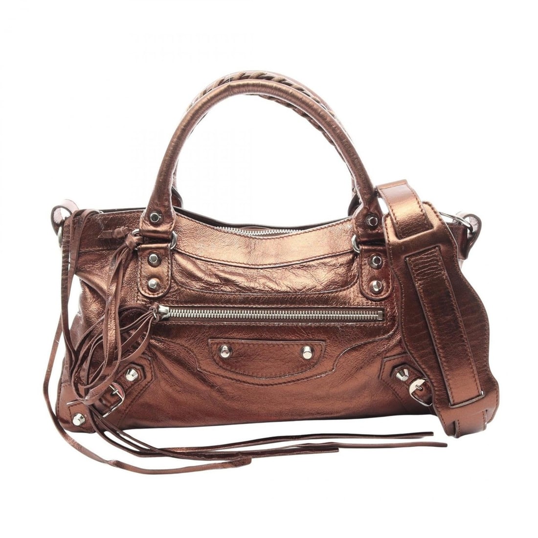 Balenciaga The First 2-Way Handbag, Leather, Women's, Brown, 103208: --- Catalog ---Category: SizeSize (HxWxD): 18cm x 33cm x 6cm / 7.08'' x 12.99'' x 2.36''Category: DesignType: HandbagColor: BrownGender: WomenMaterial: Leather Category: GeneralMPN: 103208Brand: Balen
