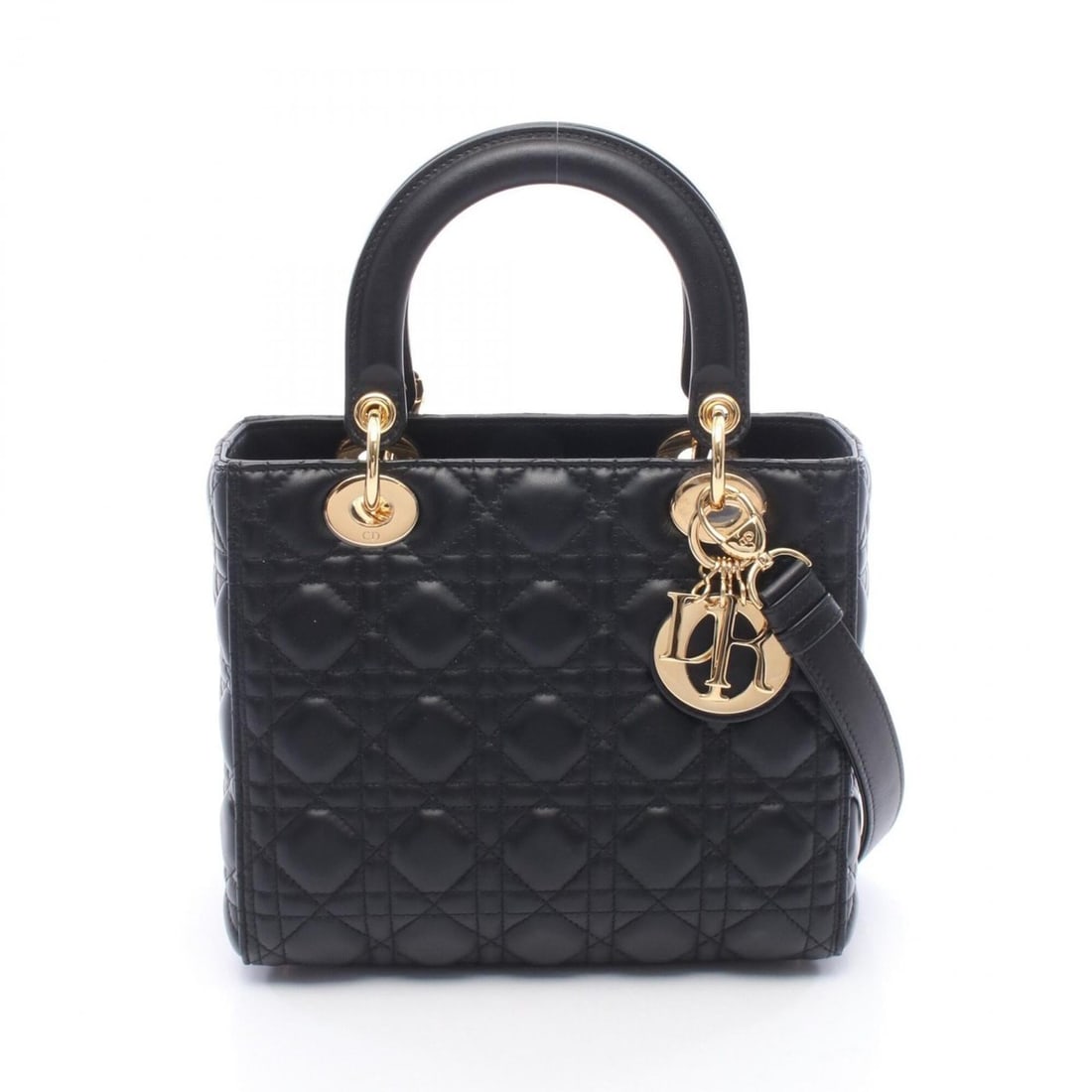 Christian Dior Dior Lady Cannage 2-Way Handbag, Leather, Women's, Black (CAL44550): --- Catalog ---Category: SizeSize (HxWxD): 20cm x 24cm x 12cm / 7.87'' x 9.44'' x 4.72''Category: DesignType: HandbagColor: BlackGender: WomenMaterial: Leather Category: GeneralMPN: CAL44550Brand: Chr