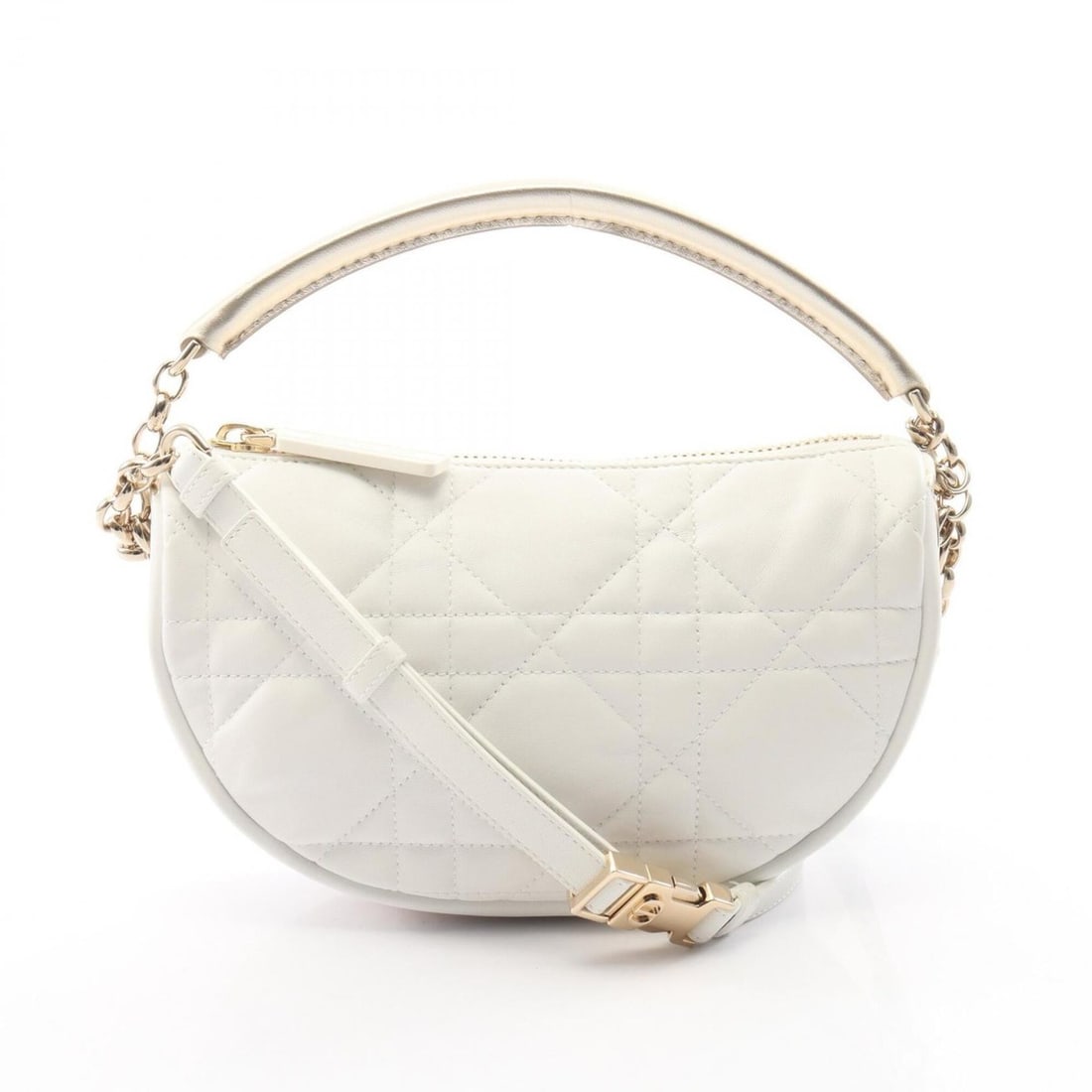 Christian Dior Dior VIBE Hobo Cannage 2-Way Shoulder Bag/Handbag, Leather, Women's, White/Gold Tone: --- Catalog ---Category: SizeSize (HxWxD): 14cm x 21cm x 6cm / 5.51'' x 8.26'' x 2.36''Category: DesignType: Handbag, Shoulder bagColor: WhiteGender: WomenMaterial: Leather Category: GeneralBrand: Chr