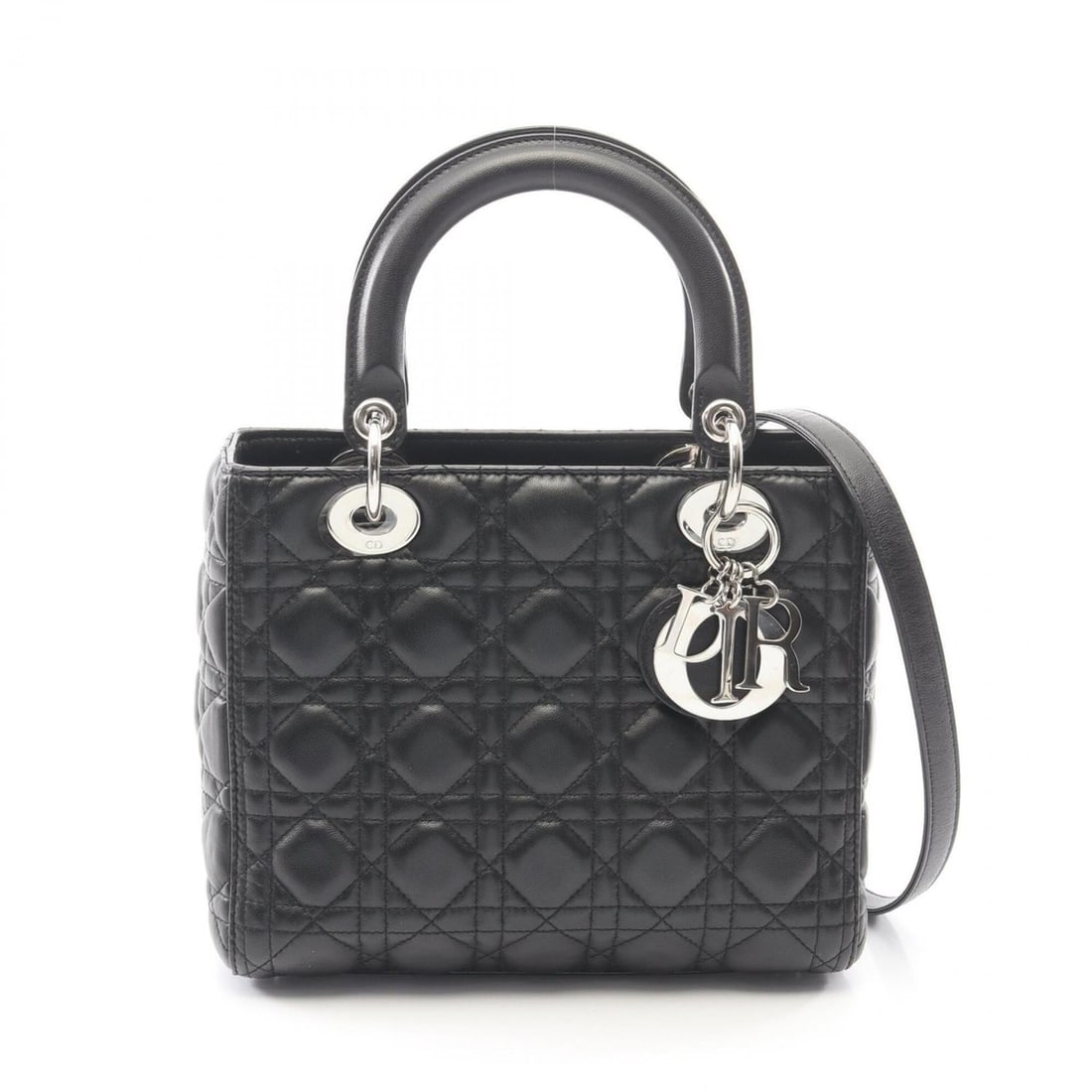 Christian Dior Dior LADY DIOR Cannage 2-Way Handbag, Leather, Women's, Black: --- Catalog ---Category: SizeSize (HxWxD): 20cm x 24cm x 11cm / 7.87'' x 9.44'' x 4.33''Category: DesignType: HandbagColor: BlackGender: WomenMaterial: Leather Category: GeneralBrand: Christian Dior--
