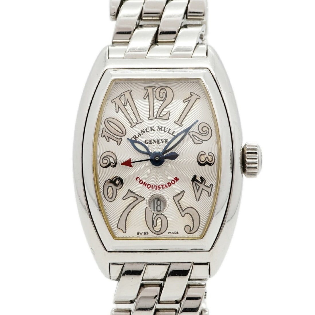 Franck Muller Conquistador 8002LSC Silver Dial Women's Watch: --- Catalog ---Category: SizeWrist Size: 14cm / 5.51''Case Diameter: 28mm / 1.1''Category: DesignType: WristwatchGender: WomenColor (Dial): SilverMaterial (Band): Stainless steelCategory: GeneralMPN: 