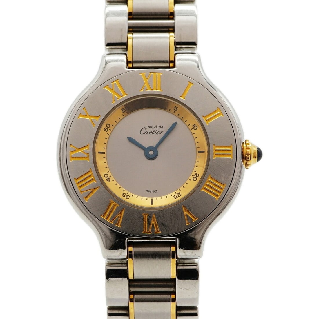 Cartier Must 21 SM W10073R6 Silver Dial Women's Watch: --- Catalog ---Category: SizeWrist Size: 15.5cm / 6.1''Case Diameter: 27.9mm / 1.1''Category: DesignType: WristwatchGender: WomenColor (Dial): SilverMaterial (Band): Gold plated, Stainless steelCatego