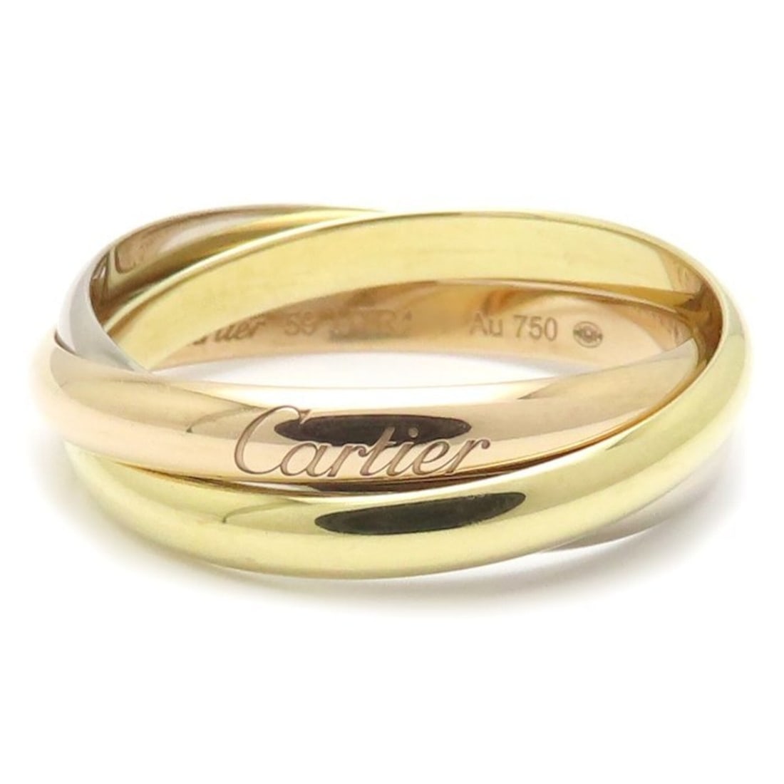 CARTIER Trinity SM Ring, Triple Band, Size #59, 18K Gold, Men's, B4235100 295821: --- Catalog ---Category: SizeWidth: 2.8mm / 0.11''Weight: 6.5g / 0.22oz.JP Size: 19US Size: 9.5Category: DesignType: Band ringGender: MenMaterial: Pink gold (18K), White gold (18K), Yellow gold (18K)C