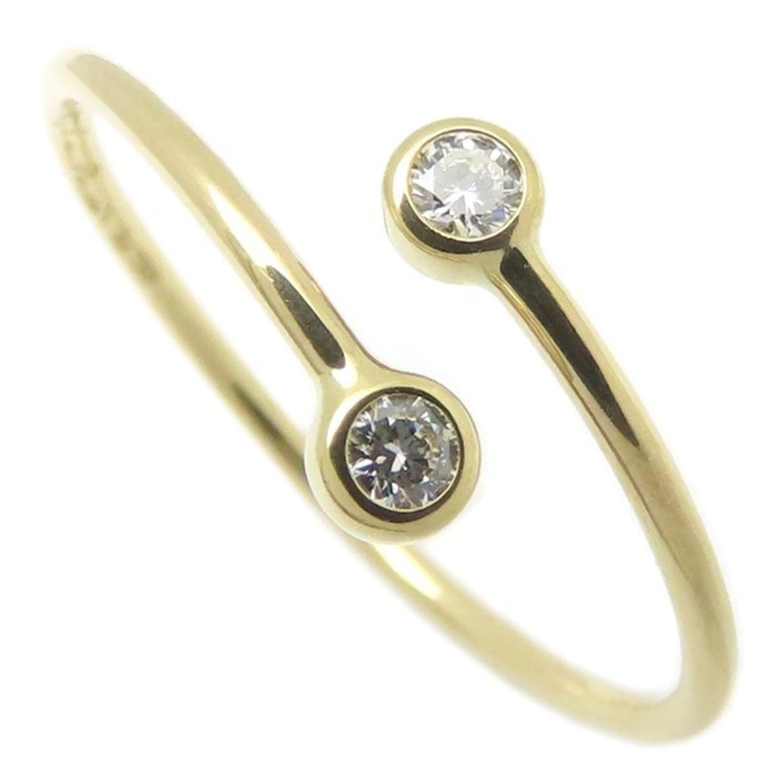 TIFFANY&Co. Tiffany Diamond Hoop Ring, 2-Diamond Elsa Peretti Design, 18K Yellow Gold, Women's,: --- Catalog ---Category: SizeWeight: 1.2g / 0.04oz.JP Size: 16US Size: 8Category: DesignType: Band ringStone: DiamondGender: WomenMaterial: Yellow gold (18K)Category: GeneralBrand: Tiffany--- Item Lis