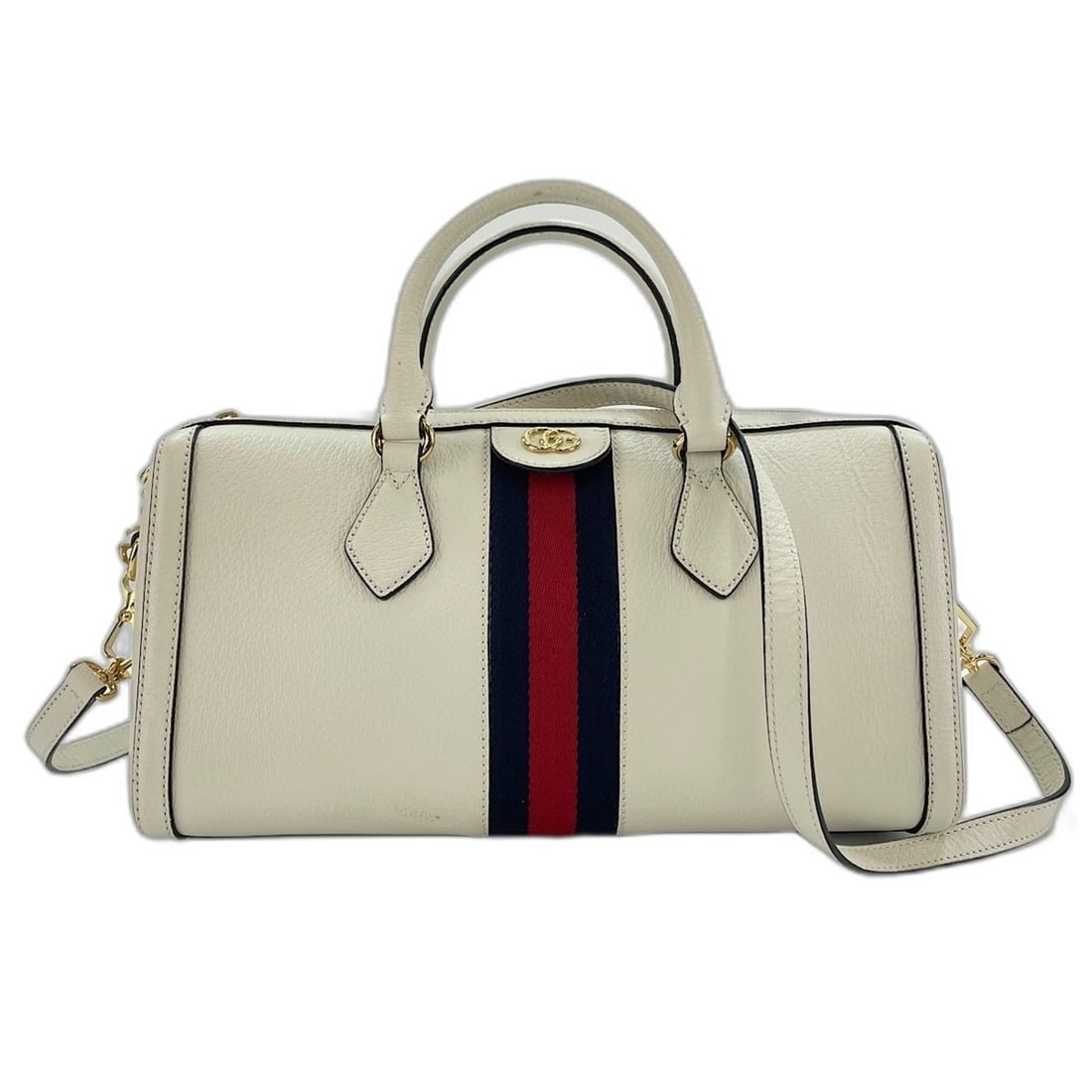 GUCCI Ophidia Handbag Boston Bag Leather White: --- Catalog ---Category: SizeHandle Drop: 8.00cm / 3.15''Size (HxWxD): 17cm x 33cm x 12cm / 6.69'' x 12.99'' x 4.72''Strap Length: 100cm - 120cm / 39.36'' - 47.24''Category: DesignType: Boston bag, Ha