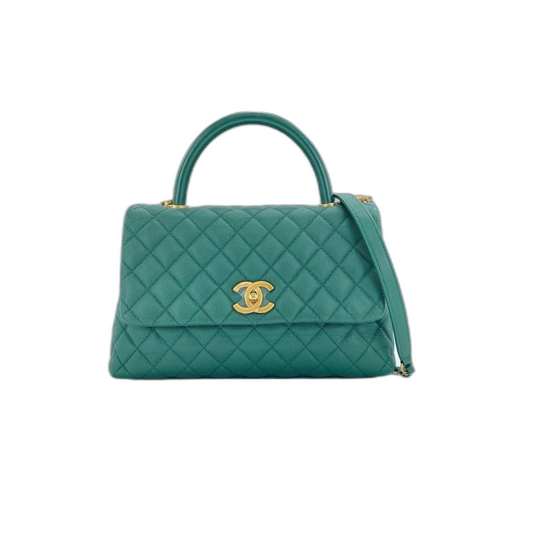 CHANEL Coco Handle S Handbag Green: --- Catalog ---Category: SizeHandle Drop: 9.00cm / 3.54''Size (HxWxD): 19cm x 28cm x 11cm / 7.48'' x 11.02'' x 4.33''Category: DesignType: HandbagColor: GreenGender: WomenCategory: GeneralBrand: Chane