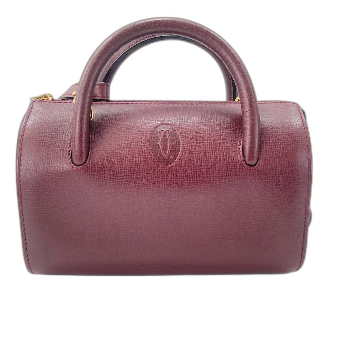 CARTIER handbag with shoulder strap, wine red (1 of 12)
