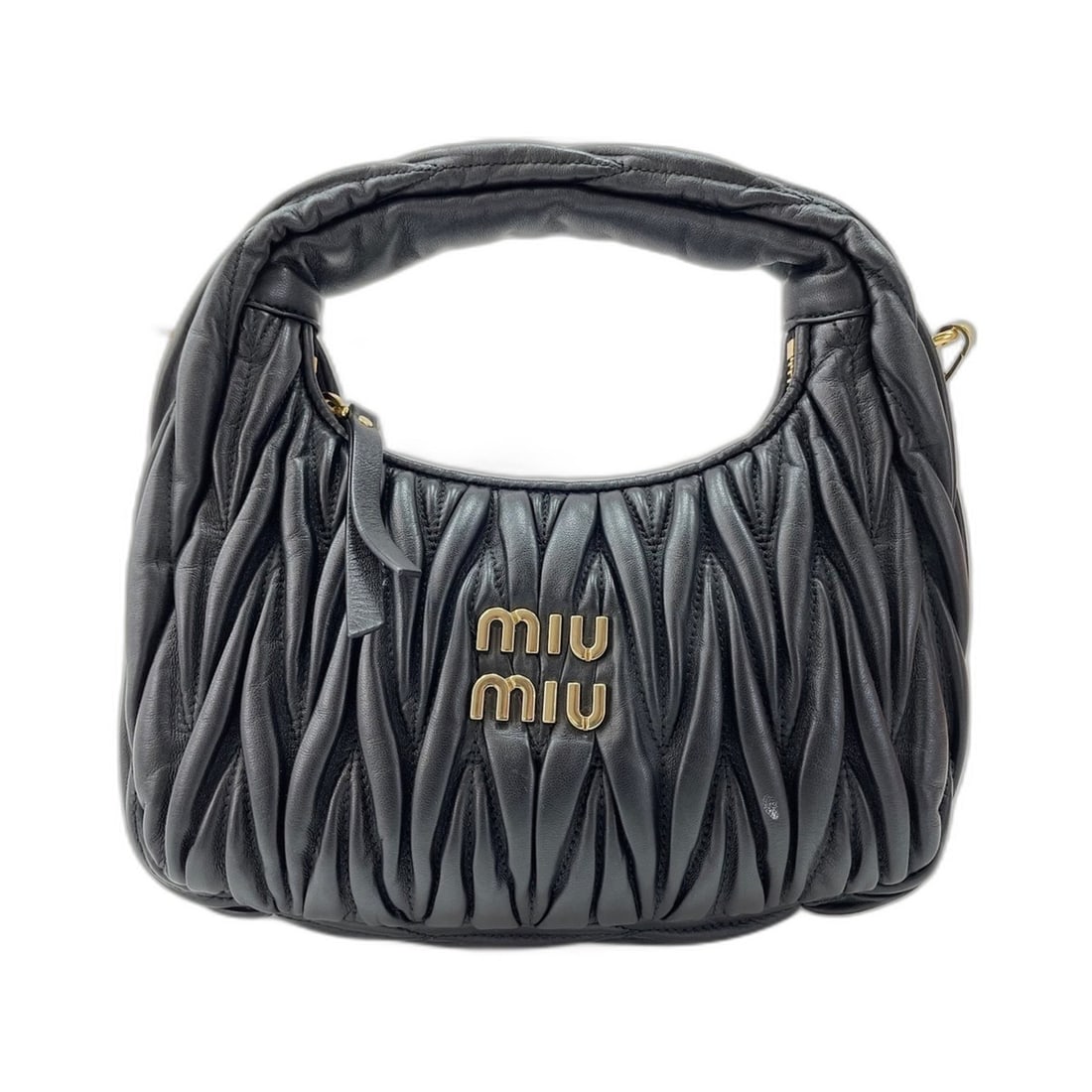 Miu Miu Miu Wonder Hobo Bag Shoulder Black: --- Catalog ---Category: SizeHandle Drop: 8.00cm / 3.15''Size (HxWxD): 12cm x 20cm x 7cm / 4.72'' x 7.87'' x 2.75''Strap Length: 112cm / 44.09''Category: DesignType: Shoulder bagColor: BlackGender: Wo