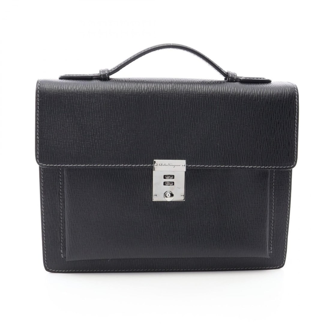 Salvatore Ferragamo Clutch Bag/Handbag, Leather, Men's/Women's, Black: --- Catalog ---Category: SizeSize (HxWxD): 21cm x 28cm x 6.5cm / 8.26'' x 11.02'' x 2.55''Category: DesignType: HandbagColor: BlackGender: Men,WomenMaterial: Leather Category: GeneralBrand: Salvatore 