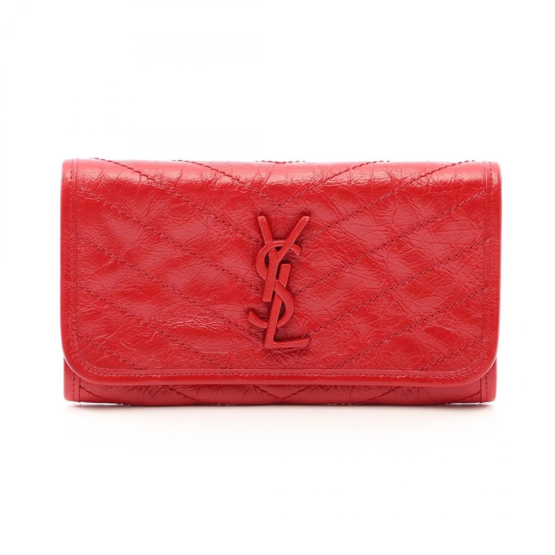 Yves Saint Laurent Saint Laurent Paris Niki Bi-fold Long Wallet, Leather, Women's, Red, 583552: --- Catalog ---Category: SizeSize (HxWxD): 11cm x 20cm x 2.5cm / 4.33'' x 7.87'' x 0.98''Category: DesignType: Long wallet (bi-fold)Color: Red colorGender: WomenMaterial: Leather Category: GeneralBran