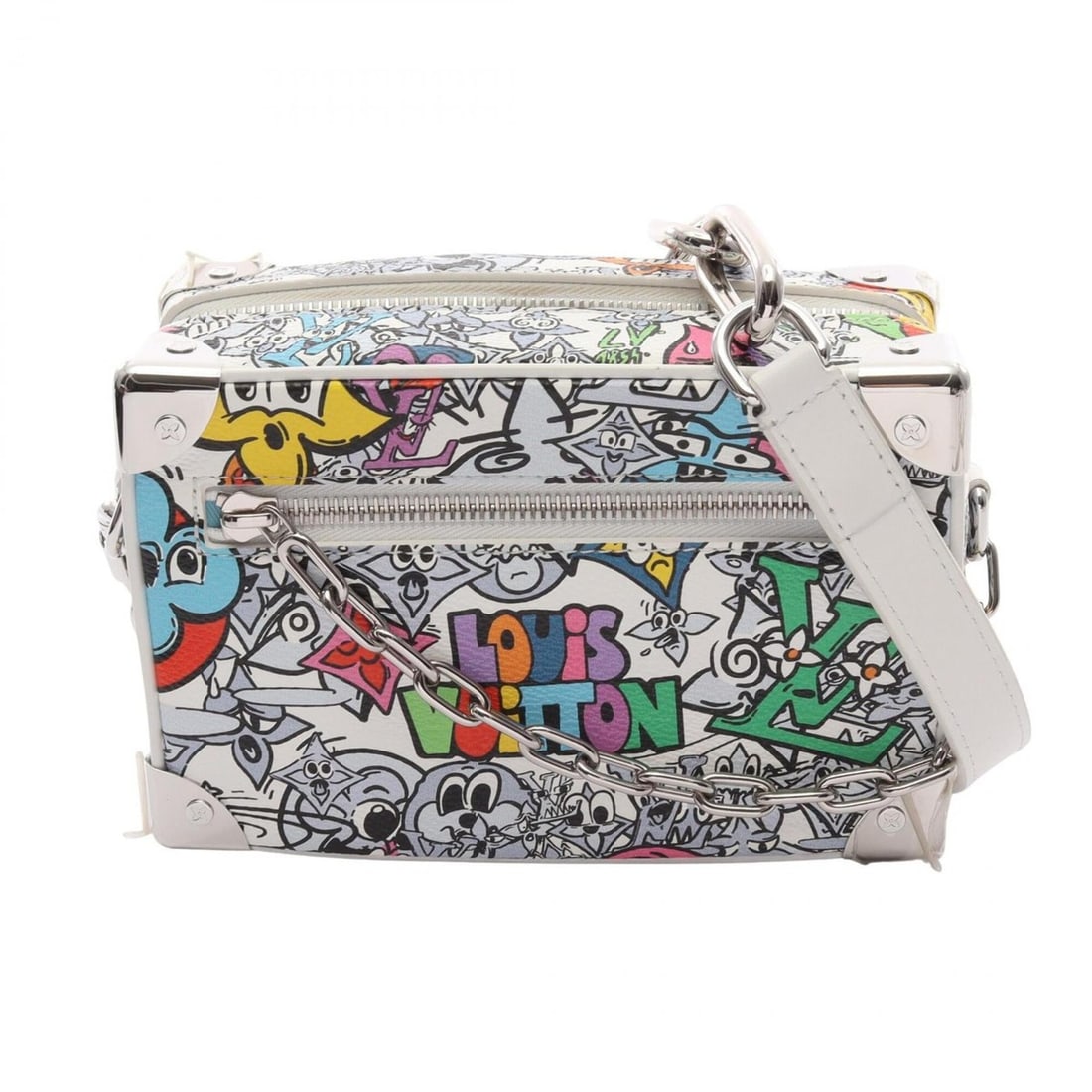 Louis Vuitton Mini Soft Trunk Shoulder Bag/Handbag, Coated Canvas and Leather, Monogram Comic: --- Catalog ---Category: SizeSize (HxWxD): 12.5cm x 18.5cm x 7cm / 4.92'' x 7.28'' x 2.75''Category: DesignType: Handbag, Shoulder bagColor: Monogram, Multi-color, WhiteGender: Men,WomenMaterial: Coat