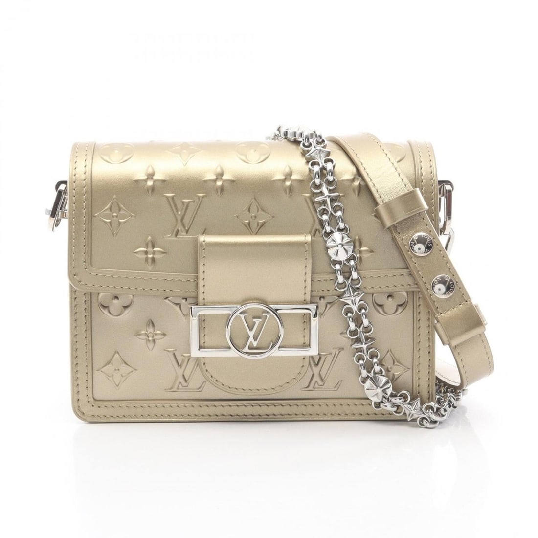 Louis Vuitton Dauphine Mini 2-Way Shoulder Bag/Handbag, Leather, Monogram Seal, Women's, Gold Tone (1 of 9)
