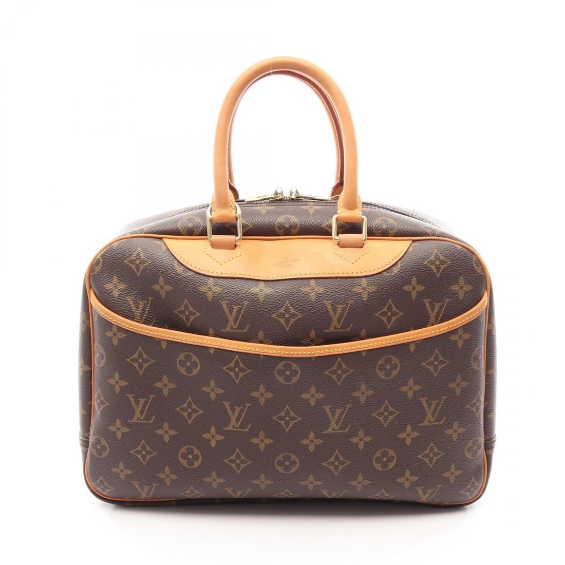Louis Vuitton Deauville Bowling Vanity Monogram Handbag, Coated Canvas Leather, Women's, Brown, (1 of 12)