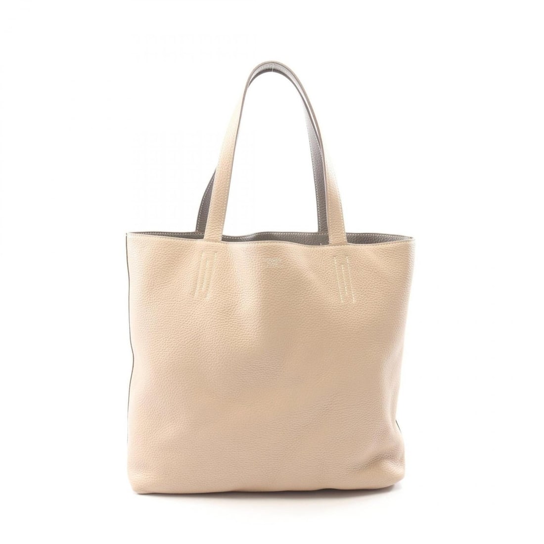 Hermes Double Sens 45 Argile Etoupe Reversible Tote Bag Handbag, Taurillon Clemence Leather,: --- Catalog ---Category: SizeSize (HxWxD): 34cm x 36cm x 12.5cm / 13.38'' x 14.17'' x 4.92''Handle Length: 49cm / 19.29''Category: DesignType: Handbag, Tote bagColor: Beige, GrayGender: WomenMaterial:
