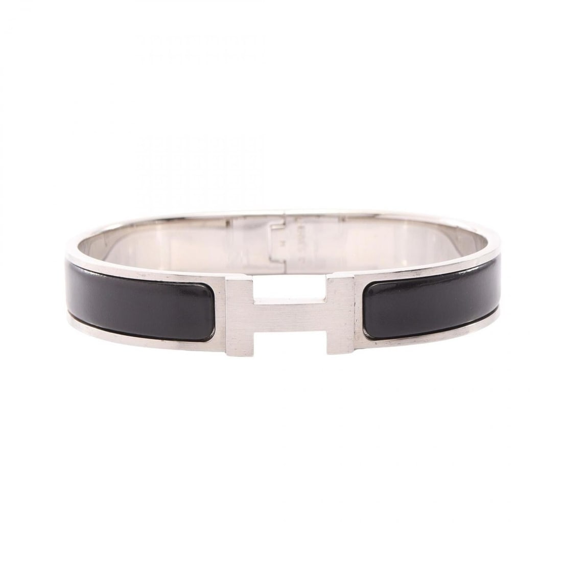 Hermes Click H Bangle Accessory, Stainless Steel, Enamel, Women's, Silver/Black: --- Catalog ---Category: SizeWidth: 1.2cm / 0.47''Category: DesignType: BangleColor: Black, SilverGender: WomenMaterial: Enamel, Stainless steelCategory: GeneralLine: ClicBrand: Hermes--- Item List --