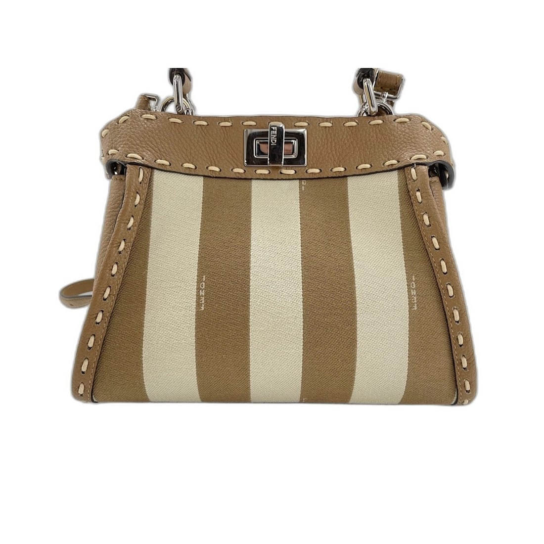 FENDI Peekaboo handbag, beige: --- Catalog ---Category: SizeSize (HxWxD): 19cm x 23cm x 9cm / 7.48'' x 9.05'' x 3.54''Category: DesignType: HandbagColor: Beige, ClearGender: WomenCategory: GeneralBrand: Fendi--- Item List ---Sectio