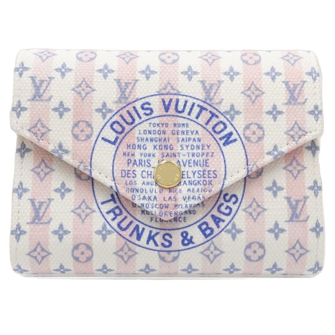 LOUIS VUITTON Louis Vuitton LV Stamp Tri-fold Wallet M29461 Portefeuille Victorine Blue White: --- Catalog ---Category: SizeSize (HxWxD): 9.5cm x 12cm x 2.5cm / 3.74'' x 4.72'' x 0.98''Category: DesignType: Wallet (tri-fold)Color: Blue, WhiteGender: WomenMaterial: Canvas Category: GeneralBrand: