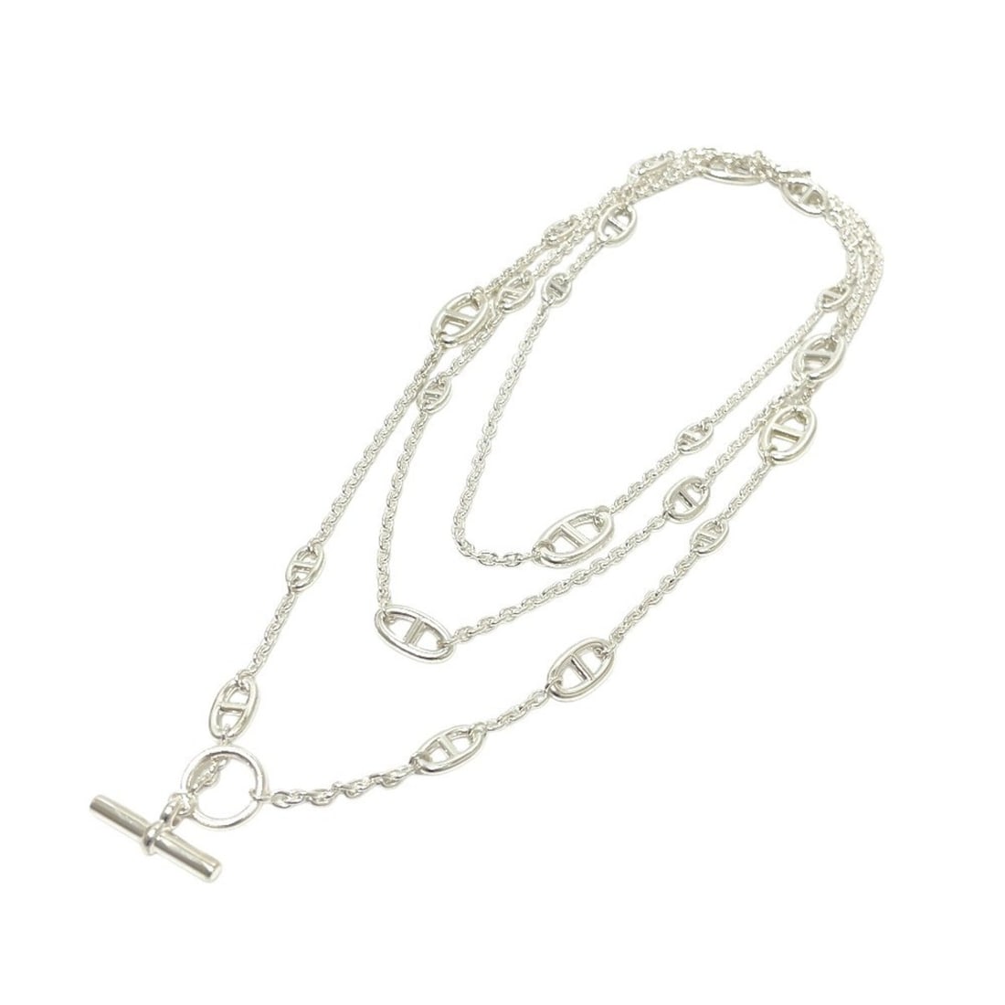 HERMES Chaine d'Ancre Farandole 160 Long Necklace, SV925, Silver, Men's/Women's. (1 of 9)