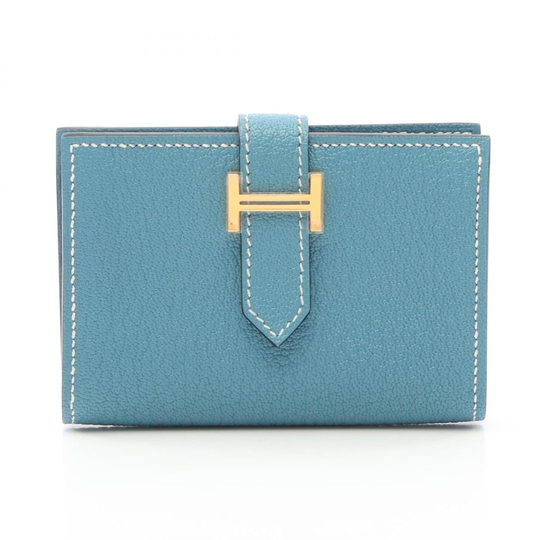 Hermes Bearn Mini Business Card Holder/Card Case, Leather, Chevre Women's, Blue (1 of 7)