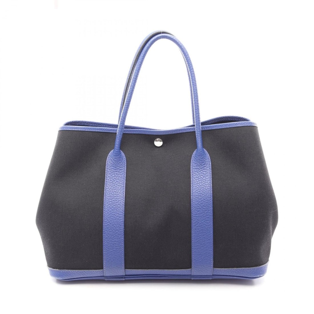 Hermes Garden Party PM Tote Bag Handbag Canvas Toile H Vache Country Women's Black/Blue: --- Catalog ---Category: SizeSize (HxWxD): 25cm x 36cm x 17cm / 9.84'' x 14.17'' x 6.69''Category: DesignType: Handbag, Tote bagColor: Black, Blue, Blue ElectricGender: WomenMaterial: Canvas , Country