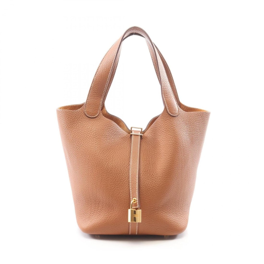Hermes Picotin Lock MM Gold Handbag, Taurillon Clemence Leather, Women's, Brown Tones: --- Catalog ---Category: SizeSize (HxWxD): 21cm x 22cm x 17cm / 8.26'' x 8.66'' x 6.69''Category: DesignType: HandbagColor: BrownGender: WomenMaterial: Taurillon clemence leather Category: GeneralBran