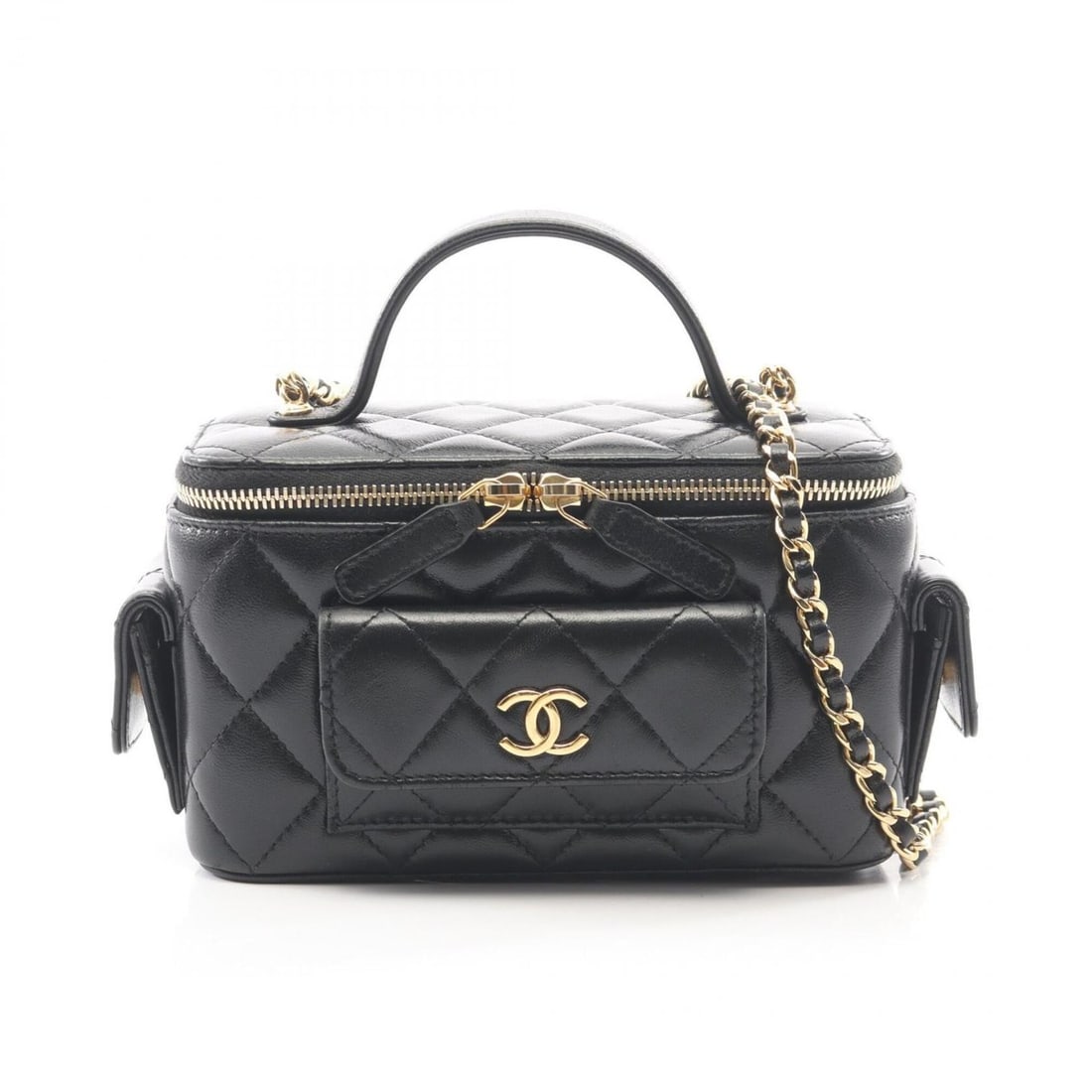 Chanel Matelassé Shoulder Bag/Handbag, Caviar Leather (Grained Calfskin), Women's, Black: --- Catalog ---Category: SizeSize (HxWxD): 9cm x 16cm x 8cm / 3.54'' x 6.29'' x 3.14''Category: DesignType: Handbag, Shoulder bagColor: BlackGender: WomenMaterial: Grained Calfskin Hardware Color: Gol