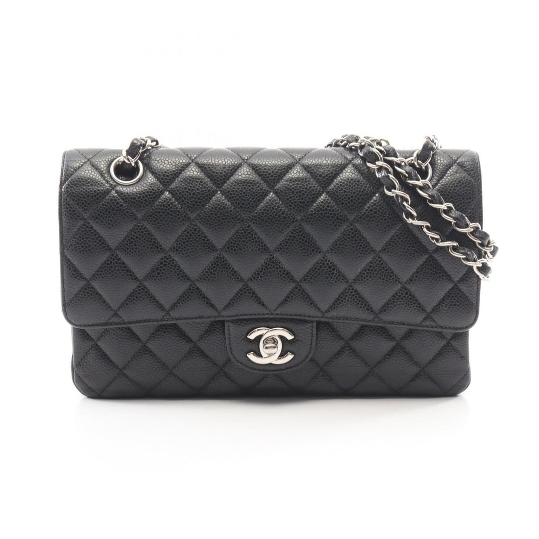 Chanel Matelassé Double Flap Shoulder Bag/Handbag, Caviar Leather (Grained Calfskin), Women's,: --- Catalog ---Category: SizeSize (HxWxD): 16cm x 25cm x 6.5cm / 6.29'' x 9.84'' x 2.55''Category: DesignType: Handbag, Shoulder bagColor: BlackGender: WomenMaterial: Grained Calfskin Hardware Color: 