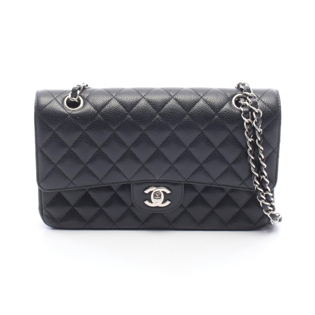 Chanel Matelassé Double Flap Shoulder Bag/Handbag, Caviar Leather (Grained Calfskin), Women's,: --- Catalog ---Category: SizeSize (HxWxD): 16cm x 25cm x 6.5cm / 6.29'' x 9.84'' x 2.55''Category: DesignType: Handbag, Shoulder bagColor: BlackGender: WomenMaterial: Grained Calfskin Hardware Color: 