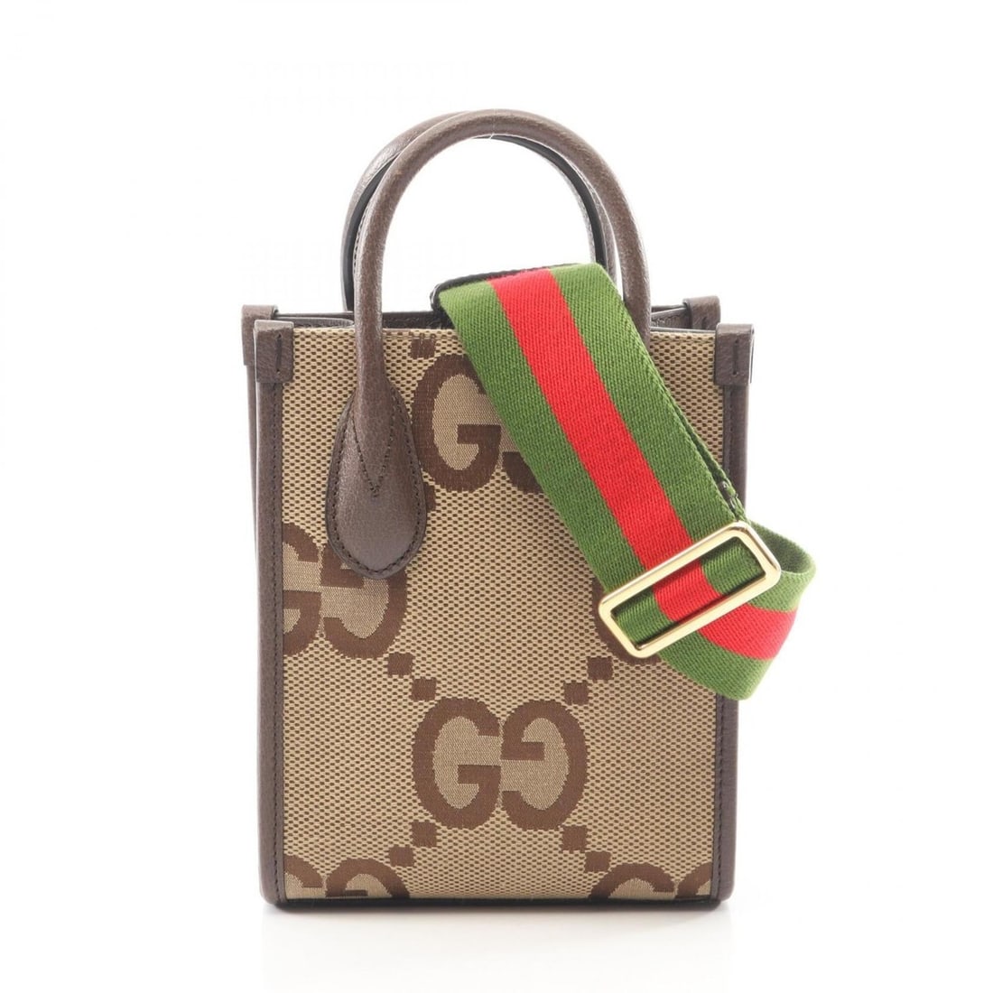 Gucci Jumbo GG 2-Way Tote Bag/Handbag, Canvas and Leather, Women's, Beige/Brown, 699406: --- Catalog ---Category: SizeSize (HxWxD): 19cm x 15.5cm x 6.5cm / 7.48'' x 6.1'' x 2.55''Category: DesignType: Tote bagColor: Beige, BrownGender: WomenMaterial: Canvas , Leather Category: GeneralBran