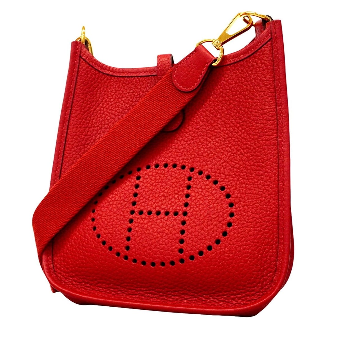 Hermes Shoulder Bag Evelyne TPM Taurillon Clemence Rouge Vif D Stamp Women's P3342134: --- Catalog ---Category: SizeSize (HxWxD): 18cm x 18cm x 6cm / 7.08'' x 7.08'' x 2.36''Category: DesignType: Shoulder bagColor: Rouge vifGender: WomenMaterial: Taurillon clemence leather Hardware Colo